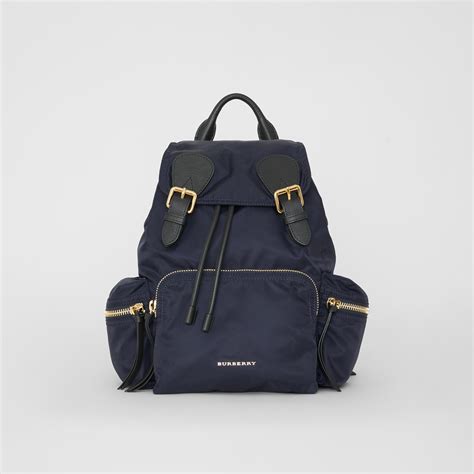 burberry the medium rucksack in technical nylon and leather blue|Burberry The Medium Rucksack in Technical Nylon and Leather.